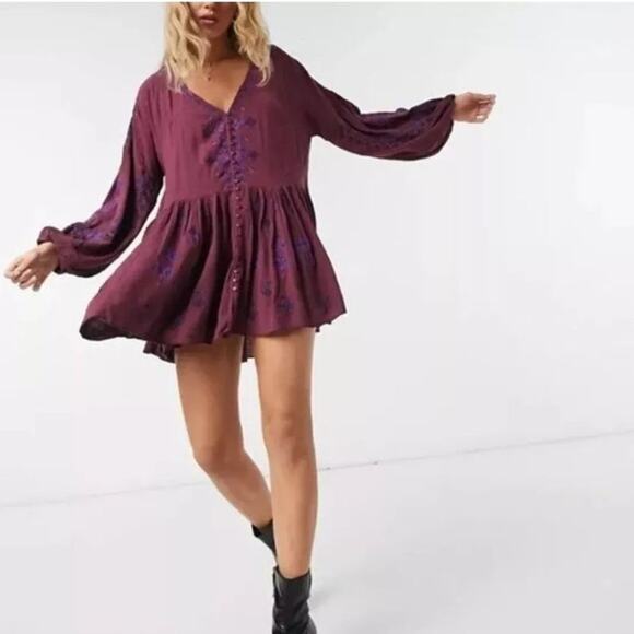 Free People Arianna Embroidered Flowing Tunic Dress - Picture 2 of 12
